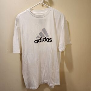Adidas men's white logo Short Sleeves T-shirt size L